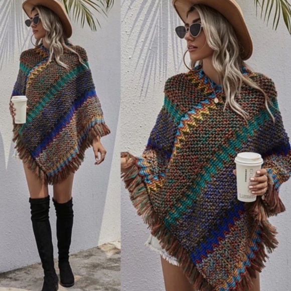 BOHO Poncho Wrap Shawl PERFECT FOR ALL SEASONS - Picture 4 of 5